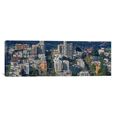 Panoramic Aerial View of Russian Hill, Lombard Street and Crookedest Street, San Francisco, California Photographic Print on Canvas -  Ebern Designs, 4D1CD216EACF4A5FA633A3D5DC070B2E