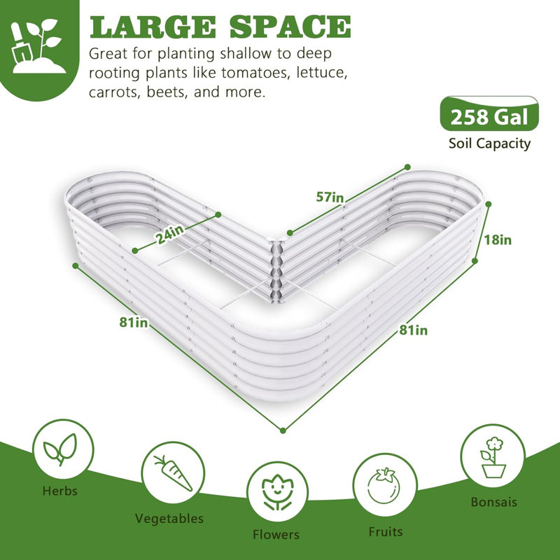 Boîte de 2 bacs à fleurs surélevés en forme de cœur Freefom, Blanc, 2