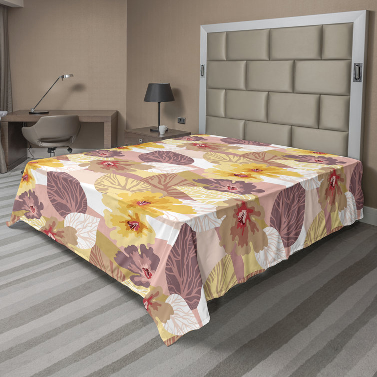 Drap plat à motif floral bohème Ambesonne