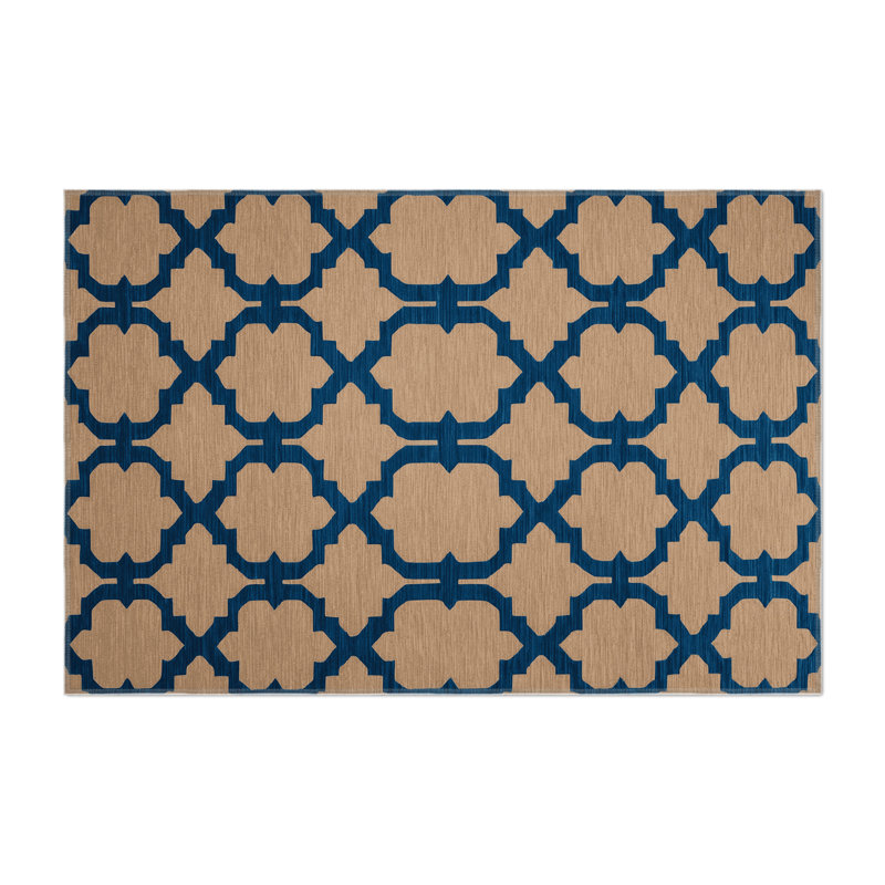 Trellis Beige Indoor and Outdoor Area Rug, Rectangle 2' x 3'
