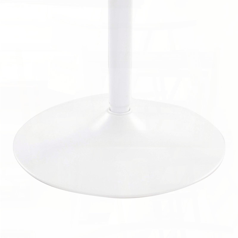 Table de salle à manger industrielle - Base en acier blanc et plateau en bois blanc, H 29,75 po x L 36 po x l 36 po, Blanc