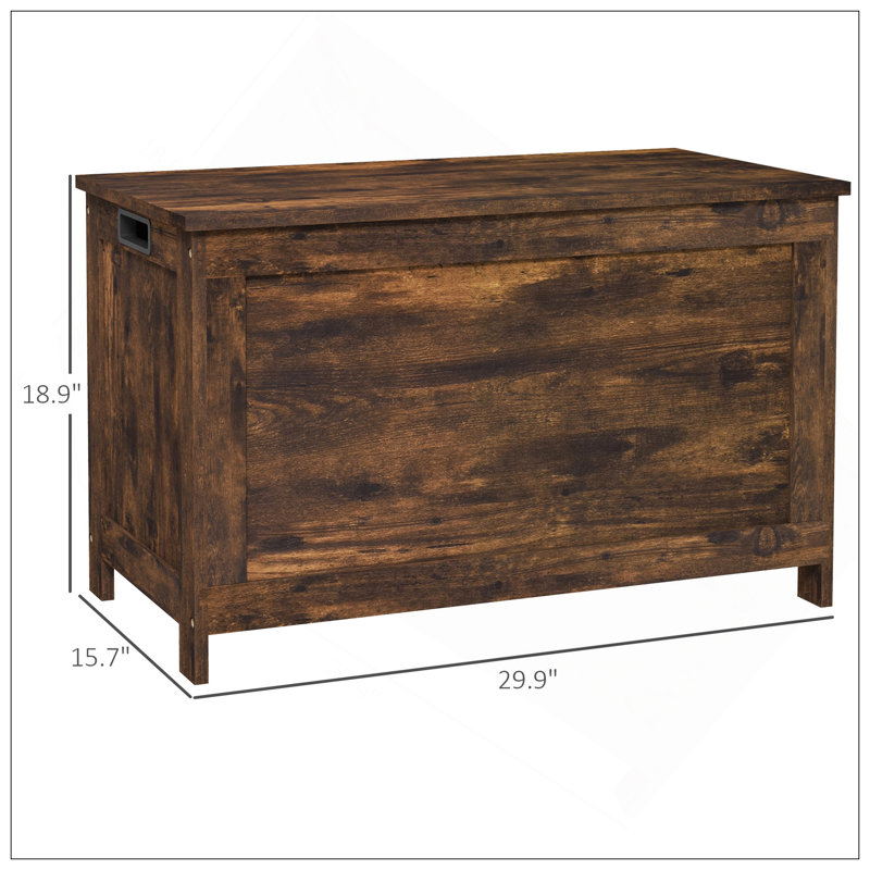 29.9" Storage Chest W/ 2 Safety Hinges, Wooden Box, Rustic Brown