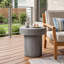 Table d'appoint ronde avec finition texturée en bois et en travertin-1710570464