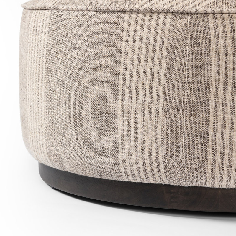 Sinclair Large Round Ottoman, Manchester Flint Linen
