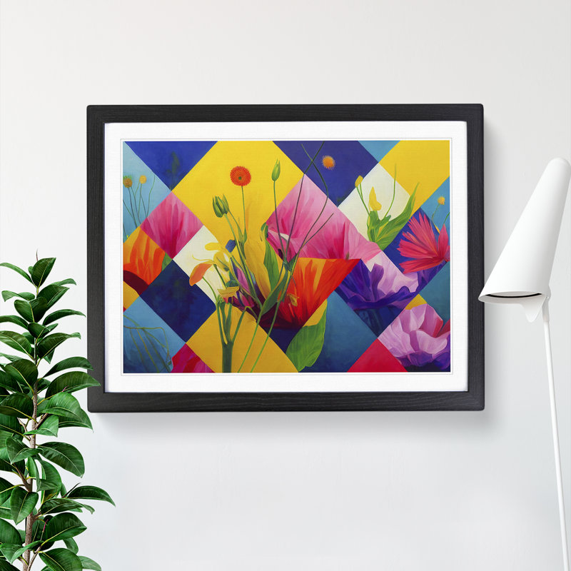 Abstract Wildflowers - Framed Print, Black, 46cm H x 64cm W x 2cm D
