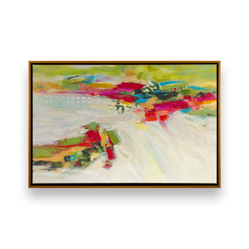 Vue d'ensemble, reproduction d'art sur toile par Janic Janet, «Floater», reproduction encadrée sans passe-par, Doré