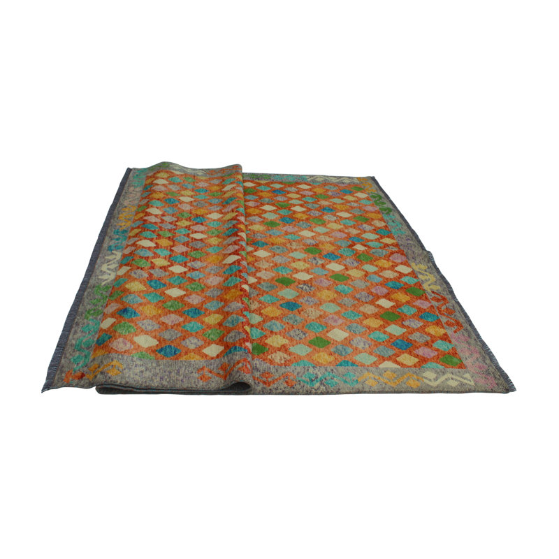 Katty One-of-a-Kind 6'5 x 9'5 New Age Rectangle Wool Area Rug in Orange