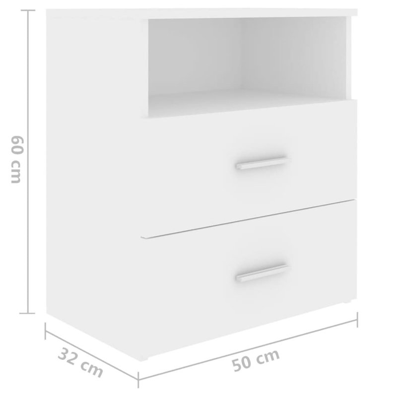 Govanny 50cm W Particle Board / Chipboard Bedside Table, White