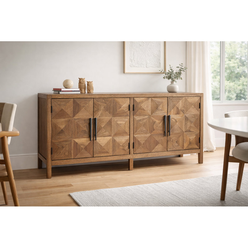Fiona 70" Solid Wood Sideboard, Walnut finish, Walnut