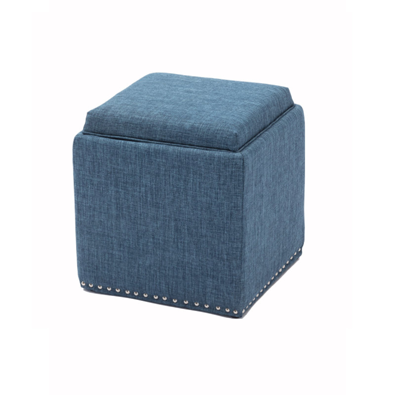 Repose-pieds Chase en tissu avec couvercle rabattable (gris clair), Polyester bleu