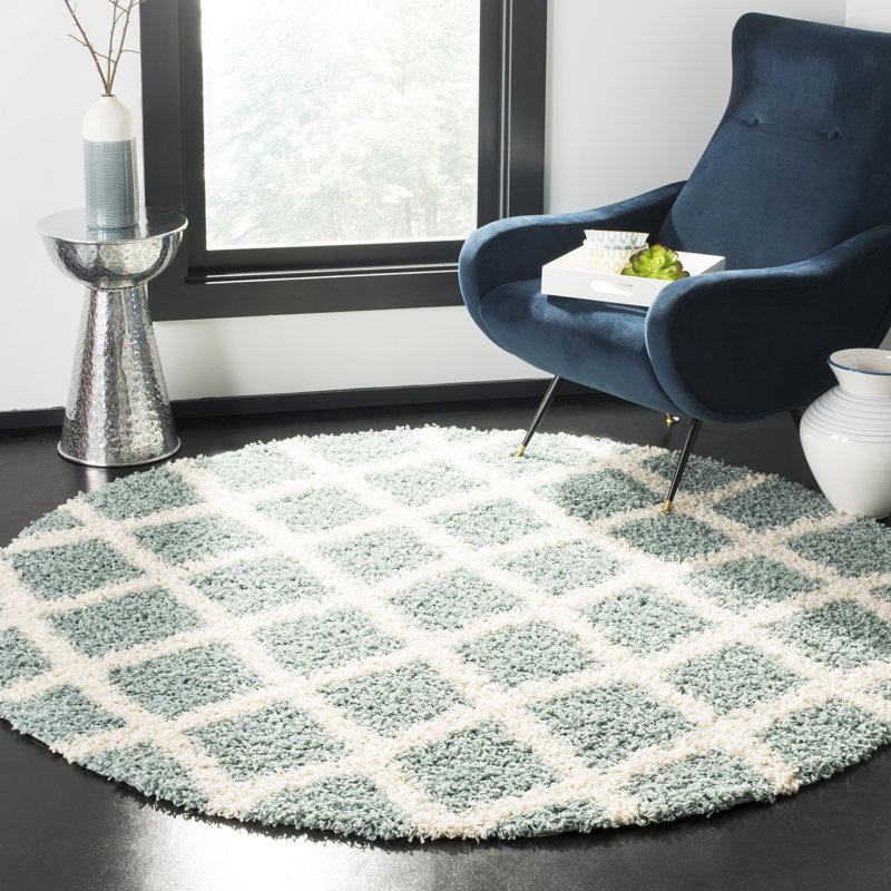 Arsheq Sgd-Dallas Shag Performance Geometric Rug, Round 6'