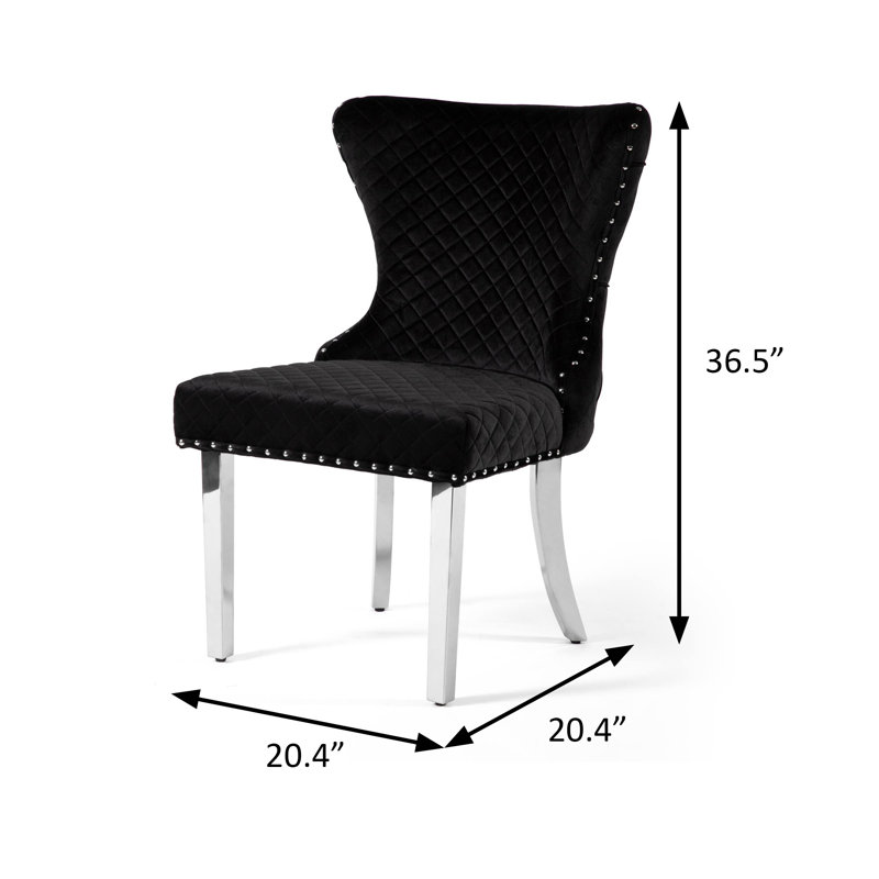 Chaise l 20,4 po Glam (2 / RCT), argent / noir, Noir, Argent argent