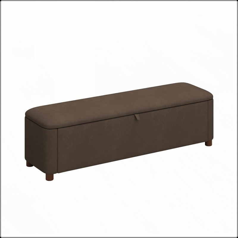 Banquette 59 po en velours avec repose-pieds, Marron foncé