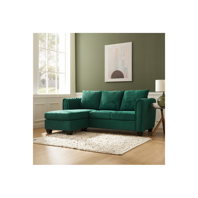 Argenziano 3 Seater Sofa & Chaise, Green