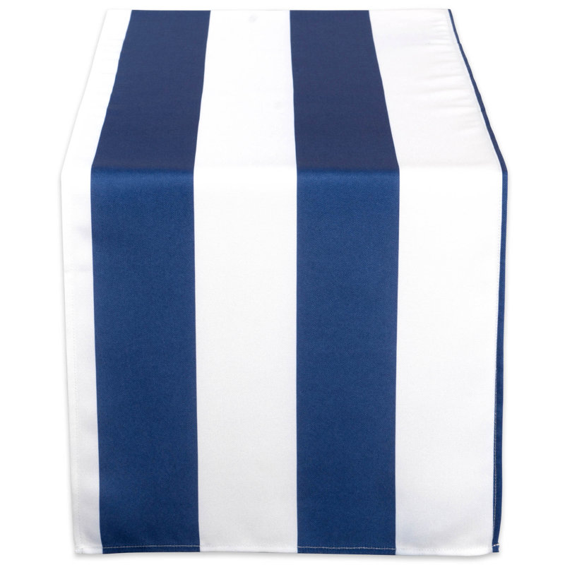 Risa Stripe Outdoor Table Runner, 72" L x 14" W, Nautical Blue
