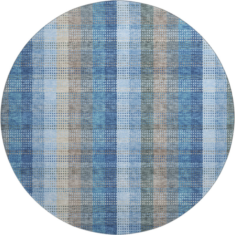 Premium Machine Washable Prisco Denim Rug, Round 8'