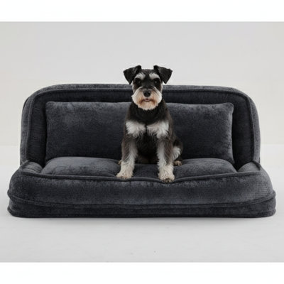 Lit double pour chien humain, canapé paresseux, causeuse, s'adapte à vous et aux animaux de compagnie, très grand canapé de plancher, peut s'asseoir ou s'allonger, position réglable 2 en 1,5, coussin gonflable, 2 sièges, chenille, noir