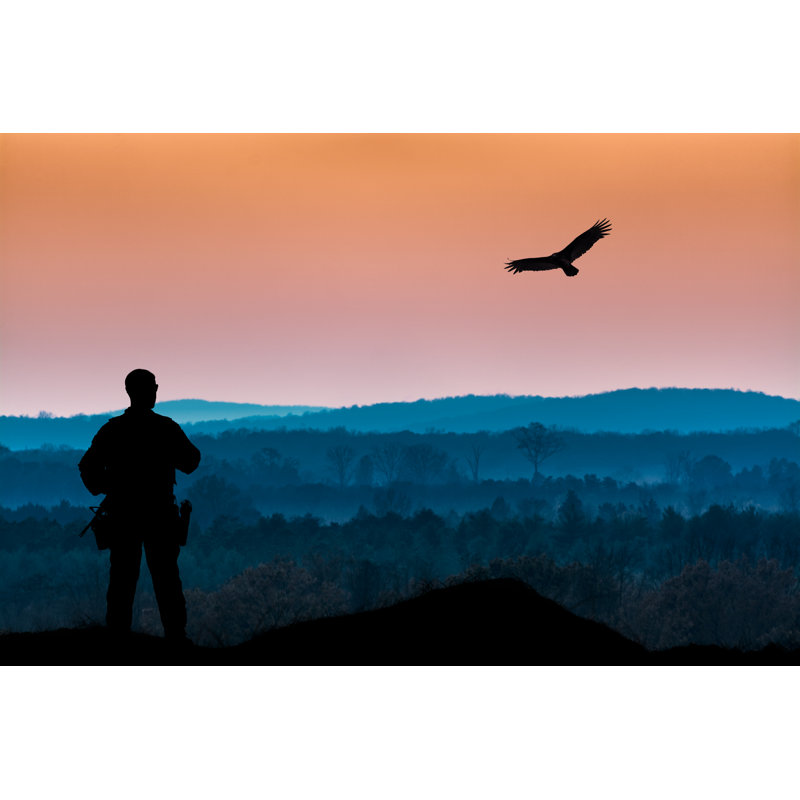 Military Man And Bird Of Prey - Wrapped Canvas Print, 51cm H x 76cm W x 3.8cm D