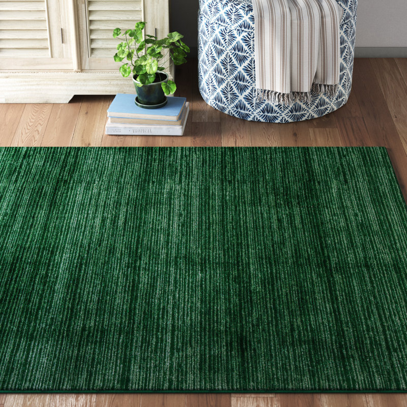 Tapis vert foncé tissé à plat Kynlee, Rectangulaire 3 pi x 5 pi