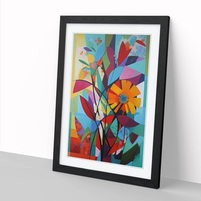Constructivism Flowers Vol.5 - Framed Print, 64cm H x 46cm W, Walnut Framed