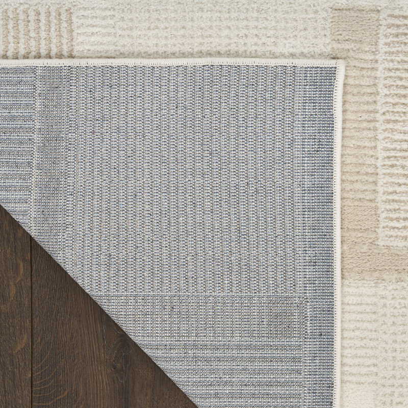 Ebern Designs Reimann Ivory Taupe Modern Indoor Rug, Rectangle 5' x 7'
