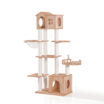 Multi-Functional Large Solid Wood Cat Tree
