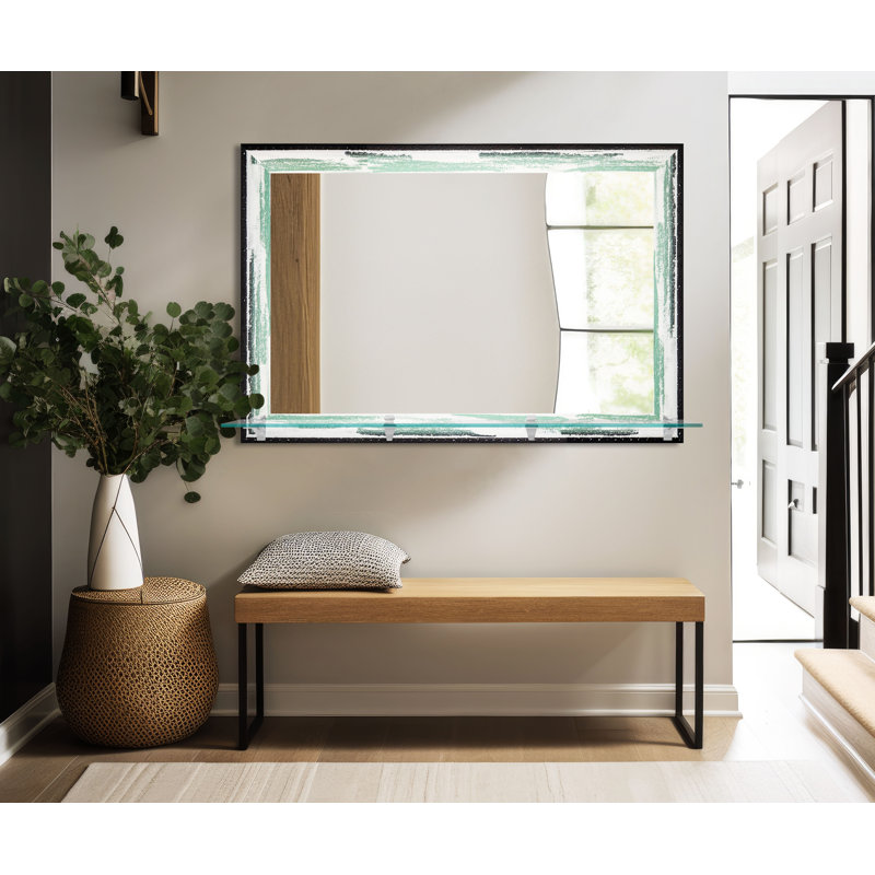 Miroir d'appoint Mowery, 32,5 po x 42 po, Mousse de mer / chrome