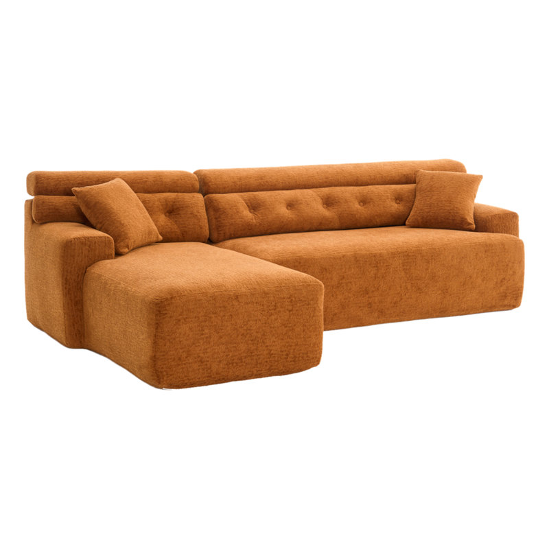 Canapé modulaire moderne de 105 pouces avec fauteuil inclinable en forme de L et siège profond, Orange