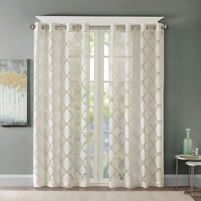 Fretwork Burnout Sheer Curtain Panel(Only 1 Pc Panel)