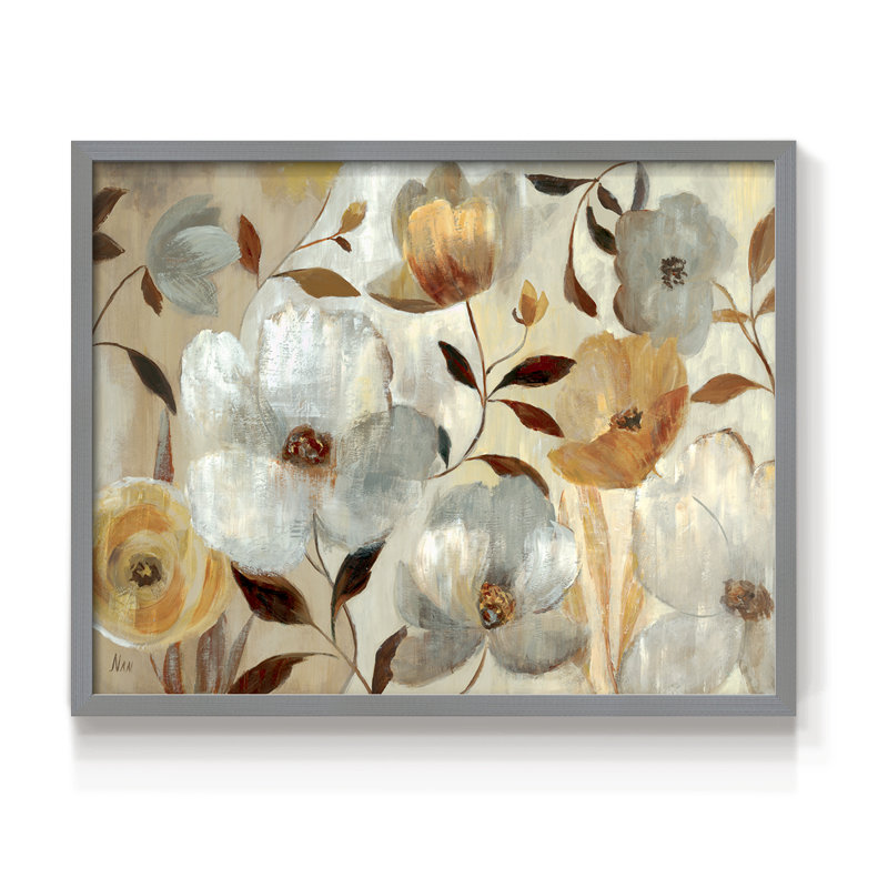 Golden Flower  -Framed Print - Restickable, Gray, 22" H x 28" W