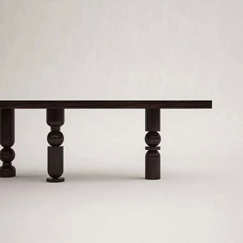 Modern Black Rectangular Solid Wood Dining Table, 55.12