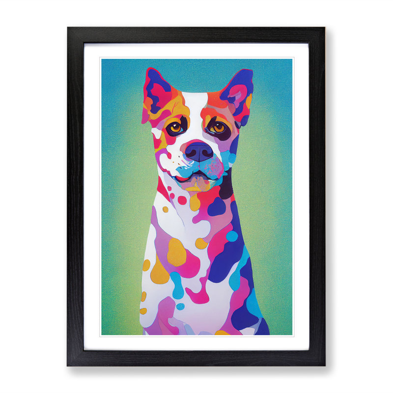 Dog Paint Splash No.1 - Single Picture Frame Print, 34cm H x 25cm W, Black