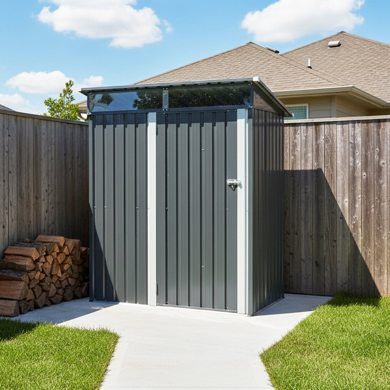5 ft. W x 3 ft. D Metal Outdoor Storage Shed with Transparent Roof Panel