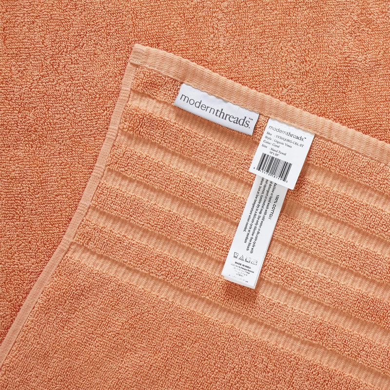 Coral and White Organic Cotton 6-Piece Towel Set