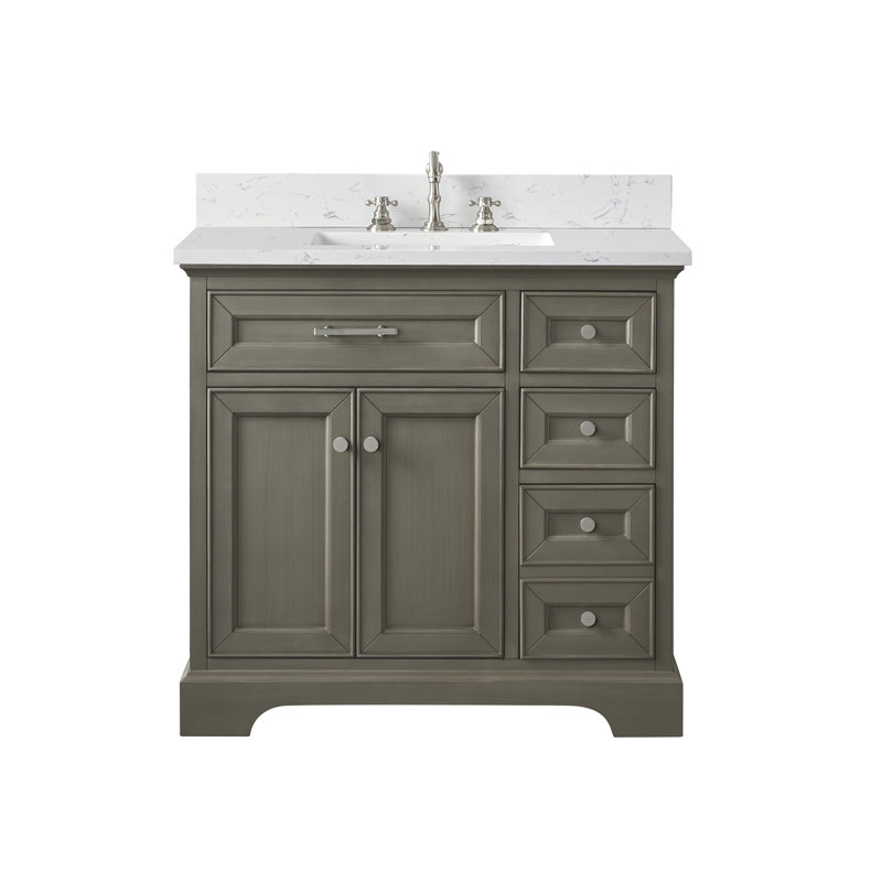 Thompson 36" W Single Bathroom Vanity, Silver Gray/Brushed Nickel