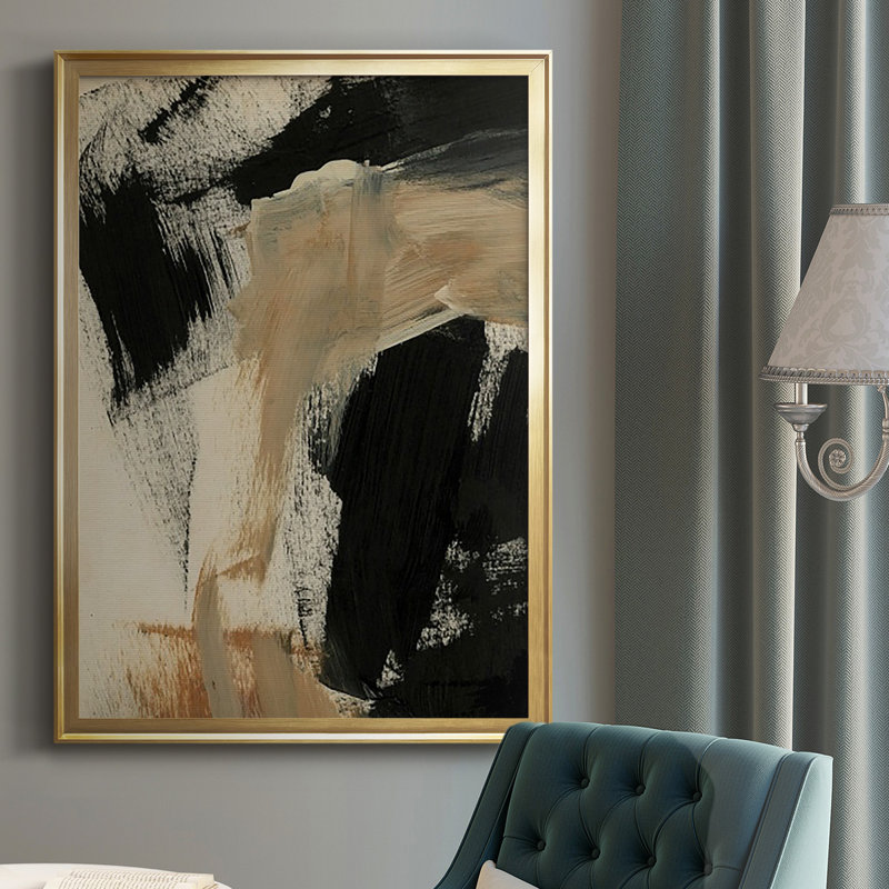 «Baked Paintstrokes IV», reproduction encadrée de qualité supérieure - prête à être suspendue, Or, H 30,5 po x l 22,5 po