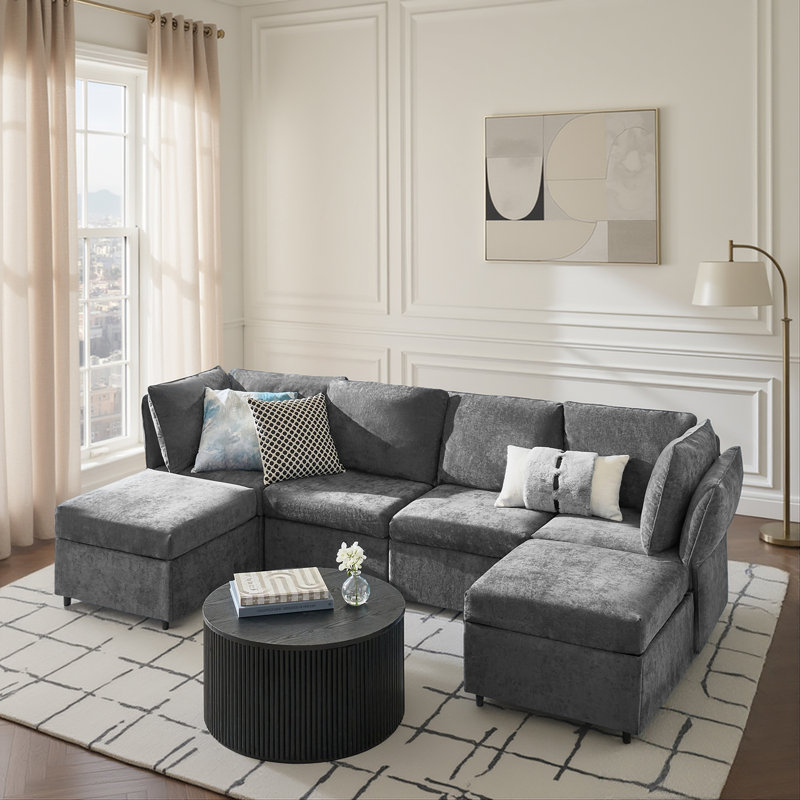 Canapé modulaire 6 pièces Andoline, Gris