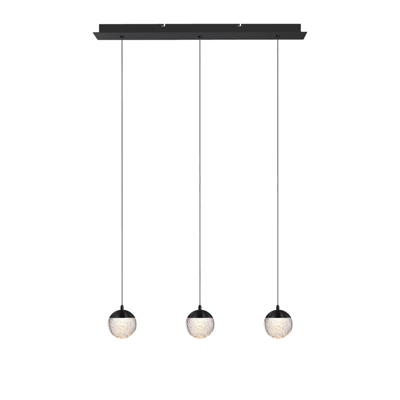 Heatherly 3 - Light Kitchen Island Pendant, Black