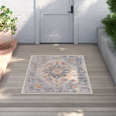 Diogo Oriental Navy/Brick Red/Cream Indoor / Outdoor Area Rug