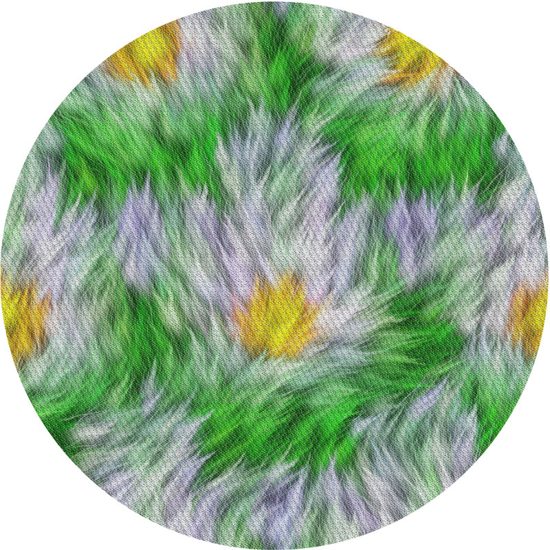 Tapis floral vert / jaune, Rond 6 pi