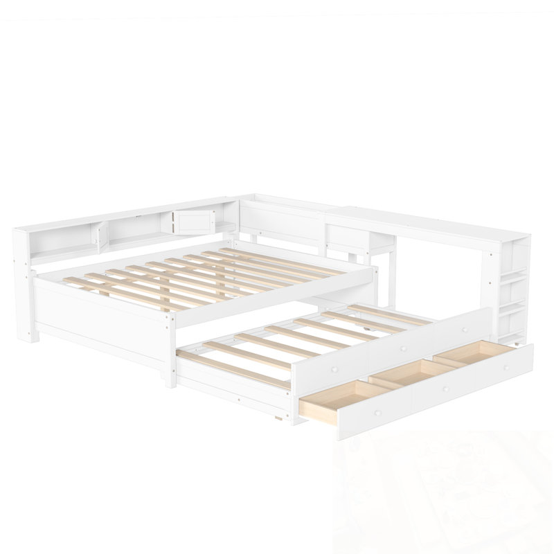 Caja pleine grandeur avec lit gigogne et tiroirs de rangement, Blanc