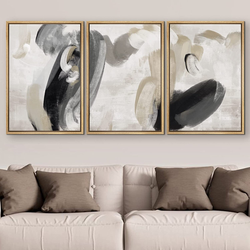 Ensemble de 3 reproductions sur toile, H 24 po x l 32 po x P 1,5 po, Naturel