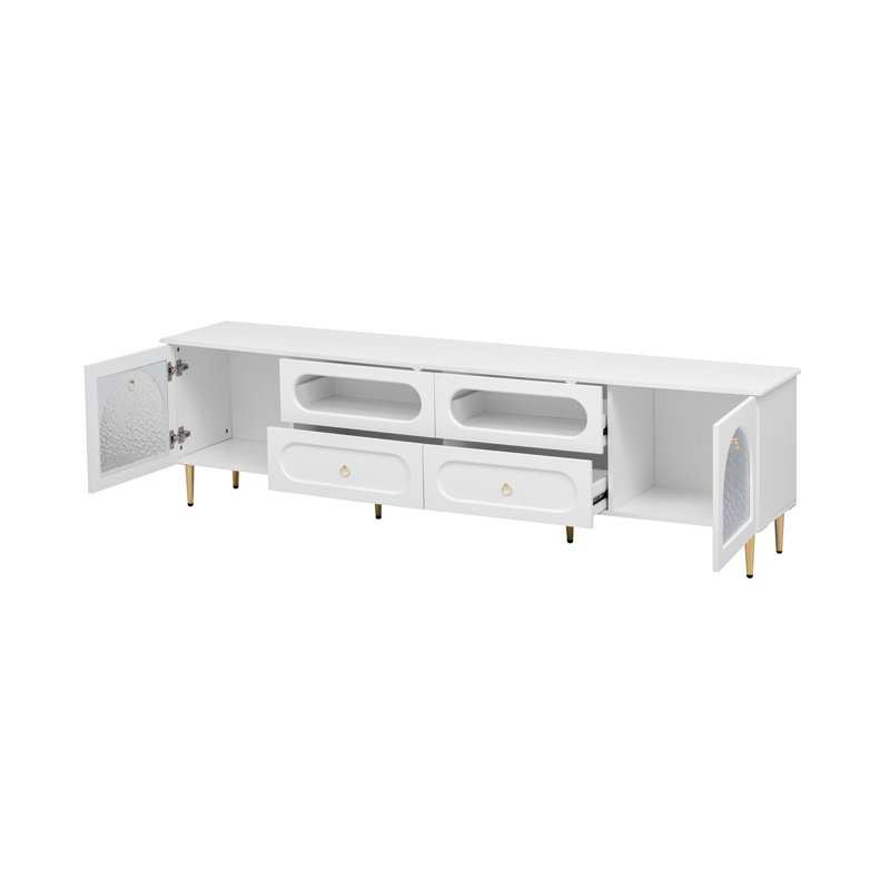 Charming Retro Dash with Abundant Storage and Stable Construction for Living Room, White