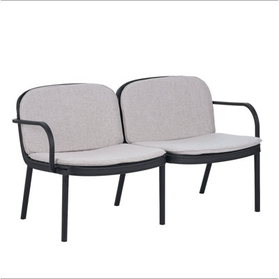 Luna Outdoor Patio PP Loveseat, Black Frame