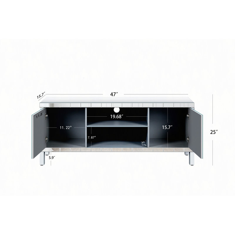 Meuble télé 47 po avec portes en verre Diamond, Mdf