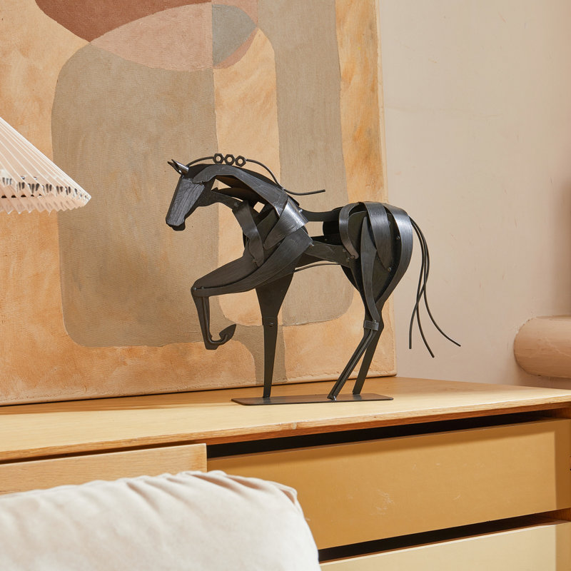 Sculpture de cheval en métal fabriquée à la main par Wendt, Noir
