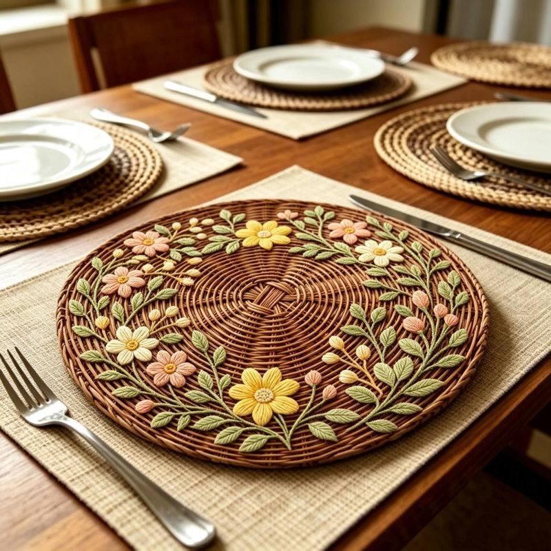 Ensemble de 8 embrasses de rideaux, napperons ronds à dégradés assortis, résistants à la chaleur, imperméables et réutilisables, pour la cuisine et la salle à manger, accessoires de décoration intérieure.