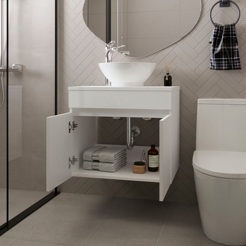 Meuble-lavabo blanc avec 2 portes, Blanc
