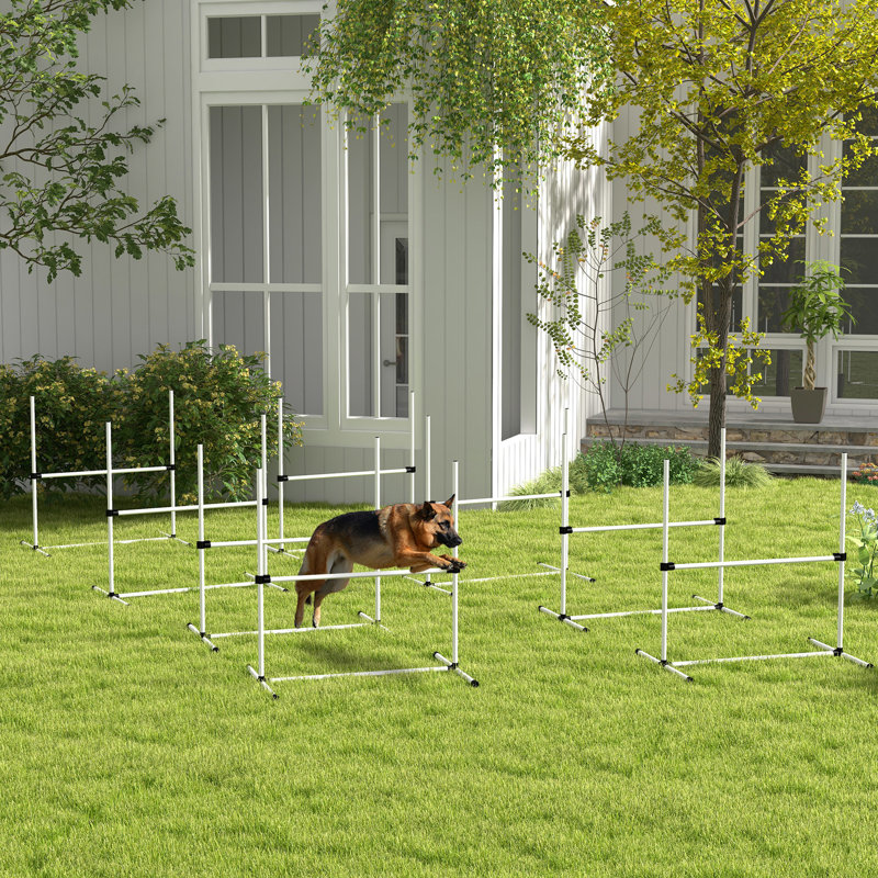 8 pièces pour dressage d'urgence pour chien, hauteurs réglables, sac de transport, barres à sauter blanches de 8 équipements,