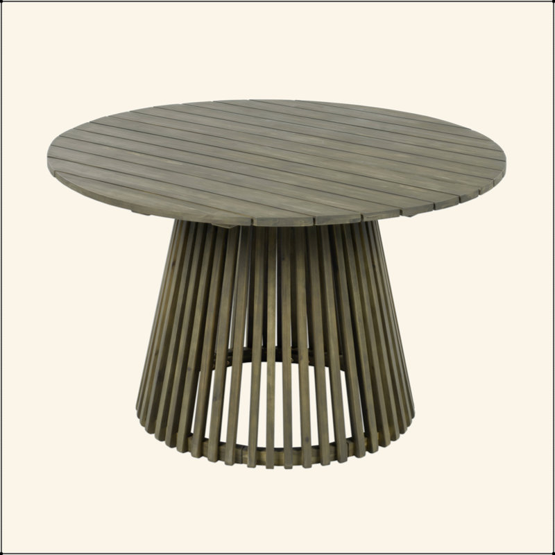 Table de salle à manger d'extérieur en bois d'acacia, très grande table ronde, pour la cour arrière, la pelouse et le balcon